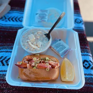 Lobster Roll and Clam Chowder
