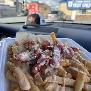 Lobster fries swimming in oil