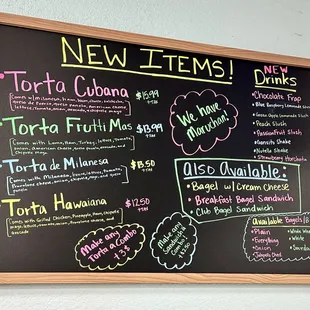 New menu items.