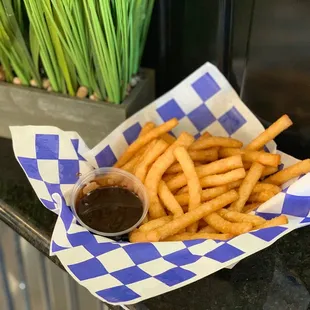 a basket of french fries