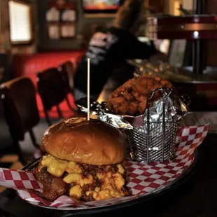 Mac Daddy Burger with Sweet Potato Waffle fries