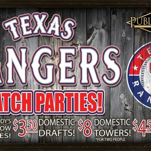 Texas Rangers watch parties!