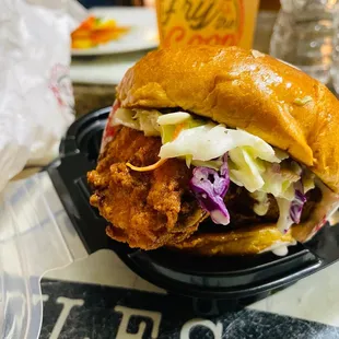 Nashville Hot Nashville Fried Chicken Sandwich with medium spicy level