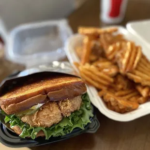 Garlic chicken sandwich ($8.99), combo ($2.99)