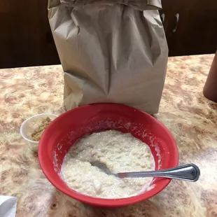 Oatmeal. Bag lunch sandwich!