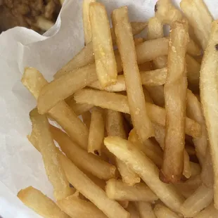 French fries. Large is a good portion Size.