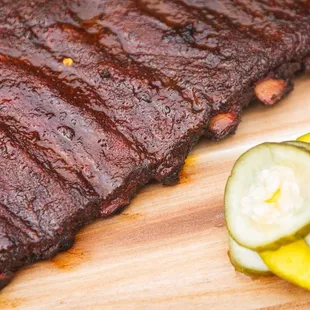 BBQ Pork Ribs, Homemade Pickles, Homemade Pickled Zucchini