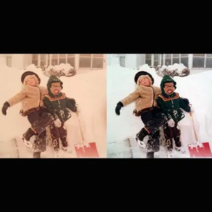 Getting back to the original colors of this 1970s post-snowstorm picture