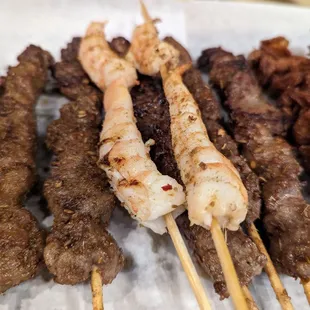 Lamb, shrimp and beef