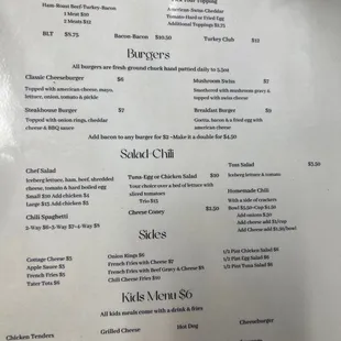 Lunch menu