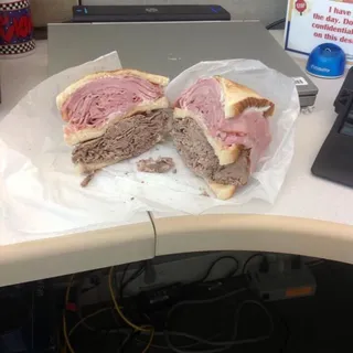 Ham and Beef Double Decker Sandwich
