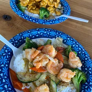 Coconut Curry Chicken and Lemon Pepper Shrimp
