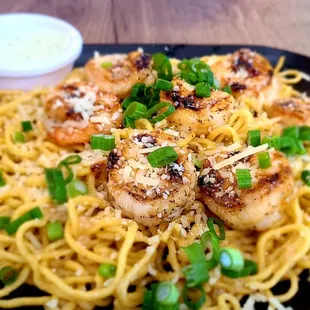 Jumbo Shrimp w/ Garlic Parmesan Noodles