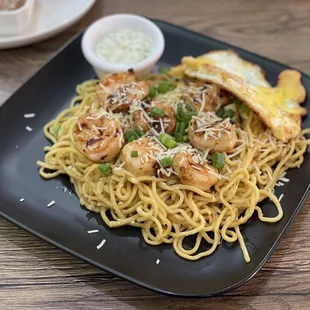 Butter Garlic Parmesan Noodles with Shrimp!