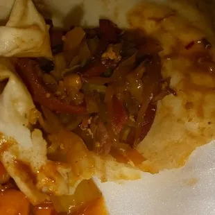 Mooshu pork and pancake... Smh. Thats a raw lumpia wrapper...