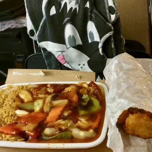 Twice cooked pork &amp; fried wontons