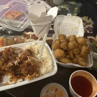 sesame chicken, sweet sour chicken