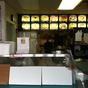the counter of a fast food restaurant