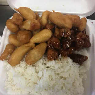 Day special:sweet sour chicken and gtso.chicken with white rice or fried rice