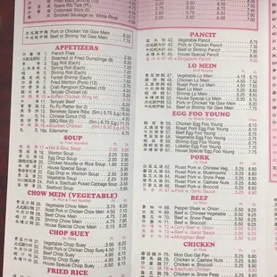 menu
