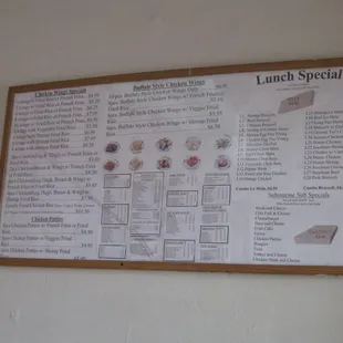 one of the menu boards inside (mainly, focused on chicken wings)