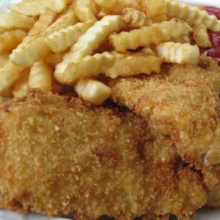 the fried fish platter (consisting of three filets and a side of fries)