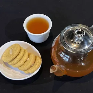 Almond cookies and tea