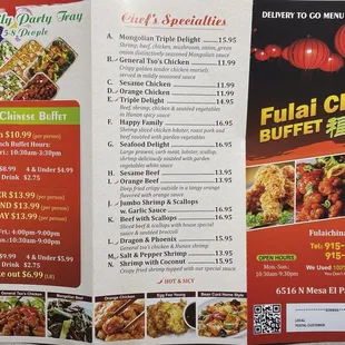 Delivery/To Go menu