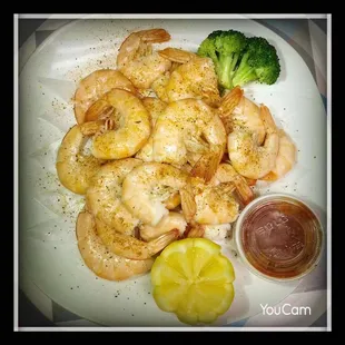 shrimp and broccoli on a plate