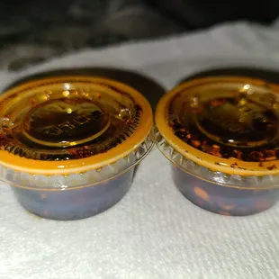 Asked for extra chili oil nice man said he put in bag. 2 lil cups suppose to be enough for all the food bought. After I prepaid w/good tip