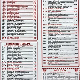 the menu of the restaurant