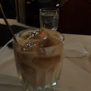 Banana foster in a glass