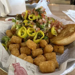 1/3 lb burger with tater tots