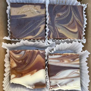 Chocolate and Caramel &amp; Vanilla Chocolate Fudge~ Rich, thick and chocolatey!