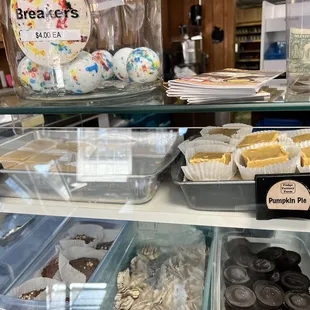 End of season not too many available. Peanut butter and Pumpkin pie