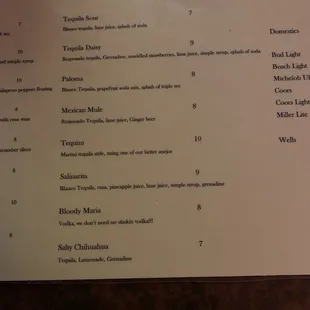 menu