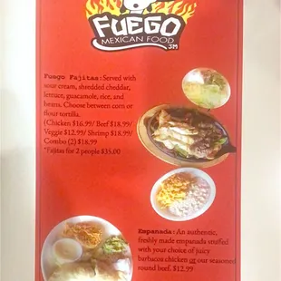 a menu for a mexican restaurant