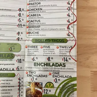 a menu for a mexican restaurant