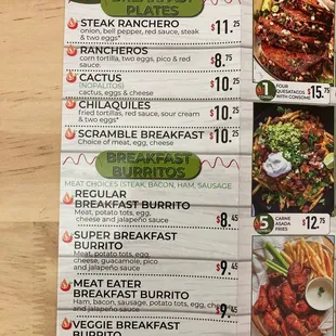 a menu for a mexican restaurant