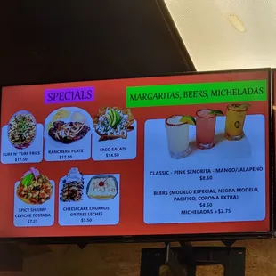 menus and prices