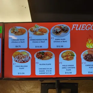 menus and prices