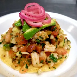 Spicy Shrimp Ceviche Tostada