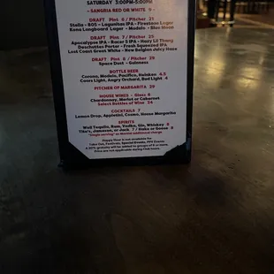 Happy Hour Menu