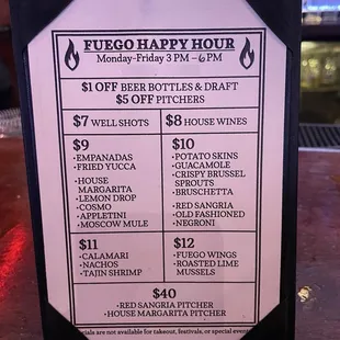 Happy Hour specials as of Dec 11, 2024