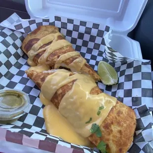 Loaded burrito with birria meat