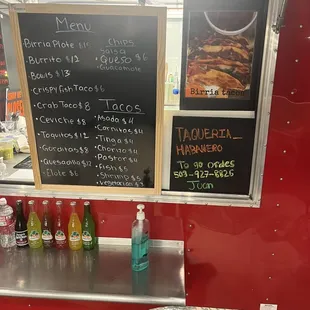 Partial menu, phone number, exterior