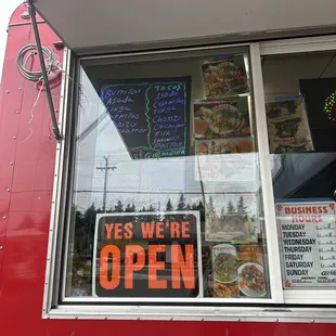 a sign in the window