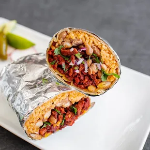 two burritos on a plate