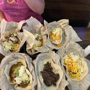 Barbacoa w cheese Classic carne guisada Good golly Ms Holly (2) Dr Pepper cowboy (2)