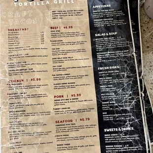 menu